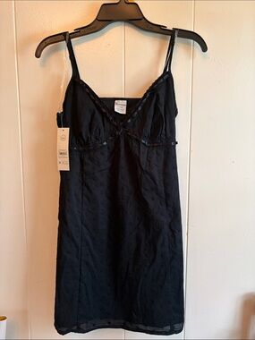 Black Lace-Trim Slip Dress